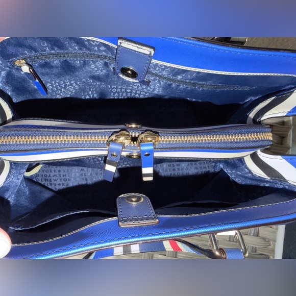 Kate Spade New York Striped Crossbody Satchel Tote Bag - Red White & Blue - Picture 3 of 15